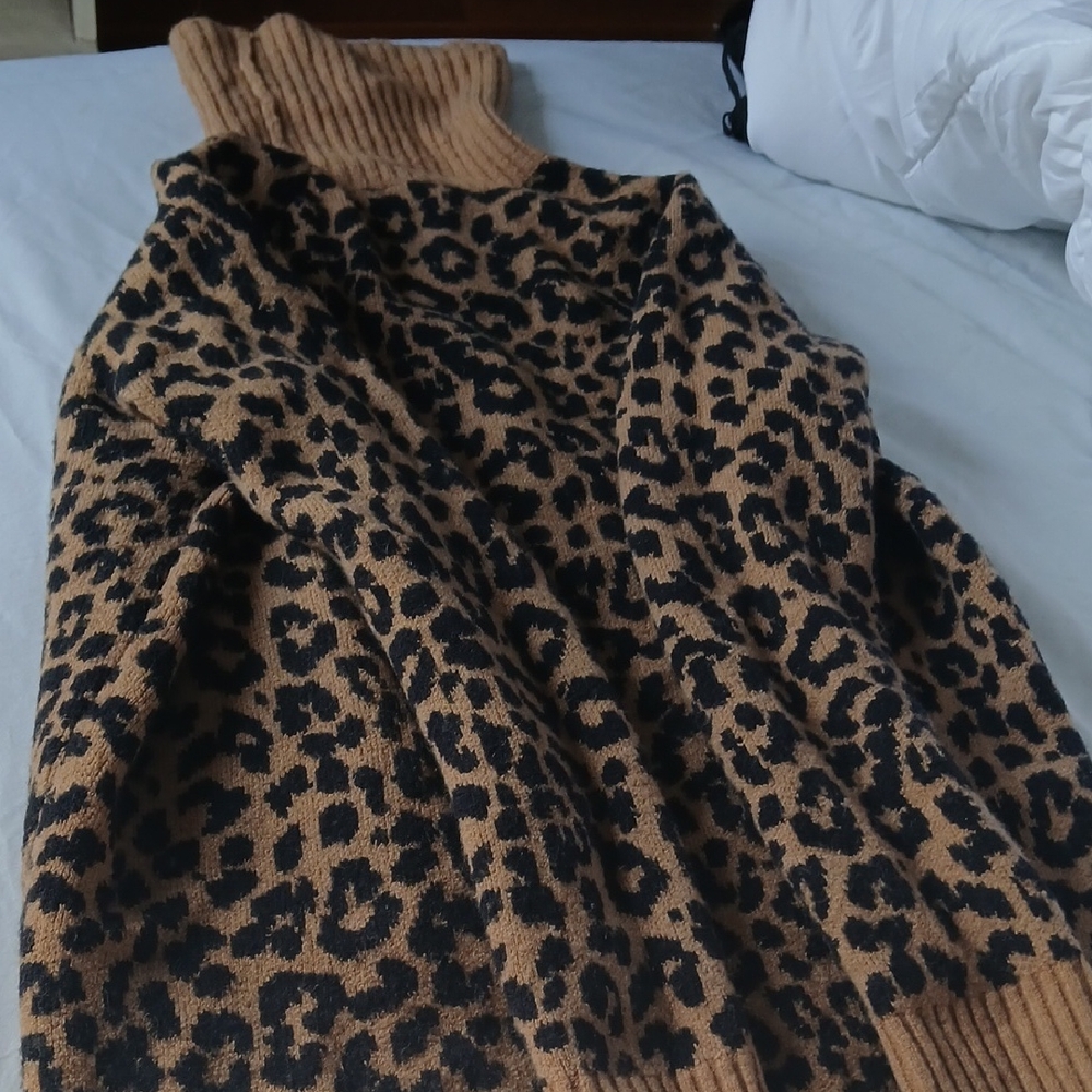 J. Crew Black and Brown Cowl Neck Sweater